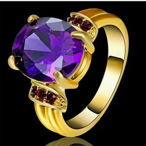 New Round Amethyst Yellow Gold Ring.